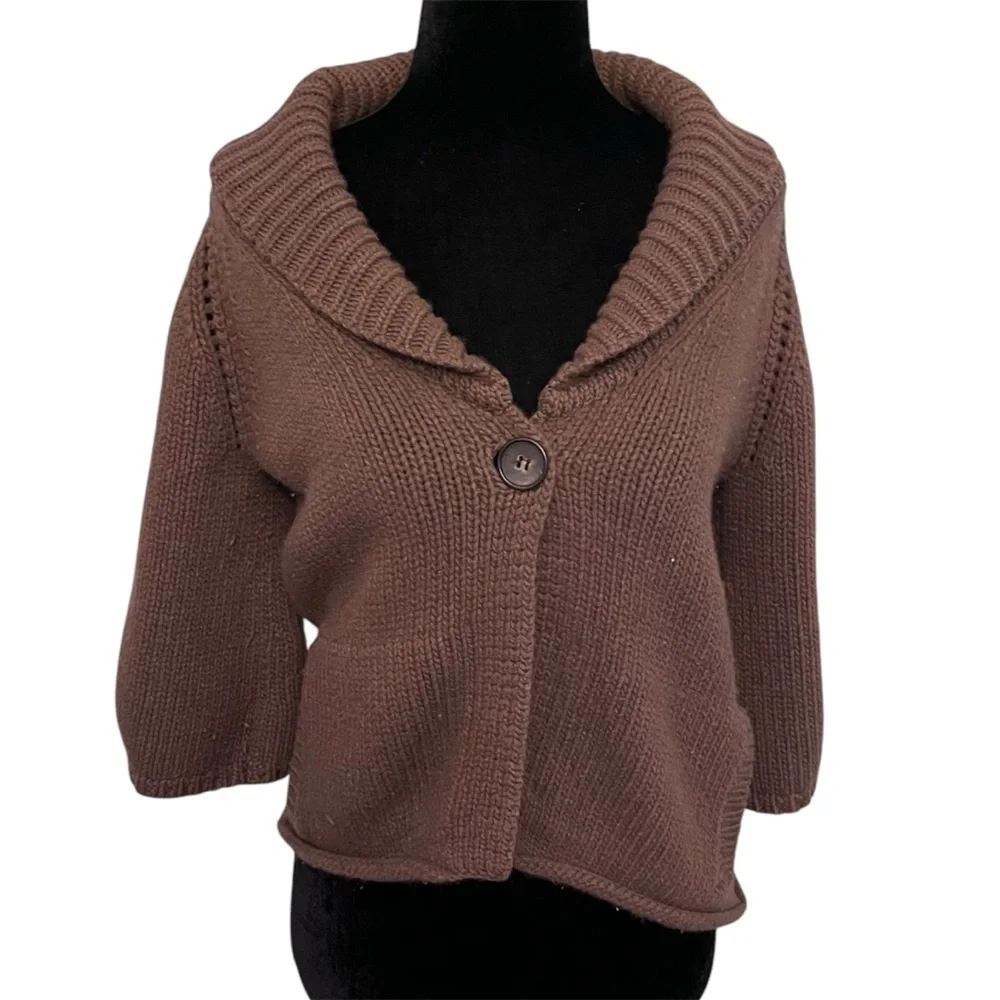 Theory Chunky Knit Cardigan Sweater Cashmere Blend Size M - Picture 2 of 6